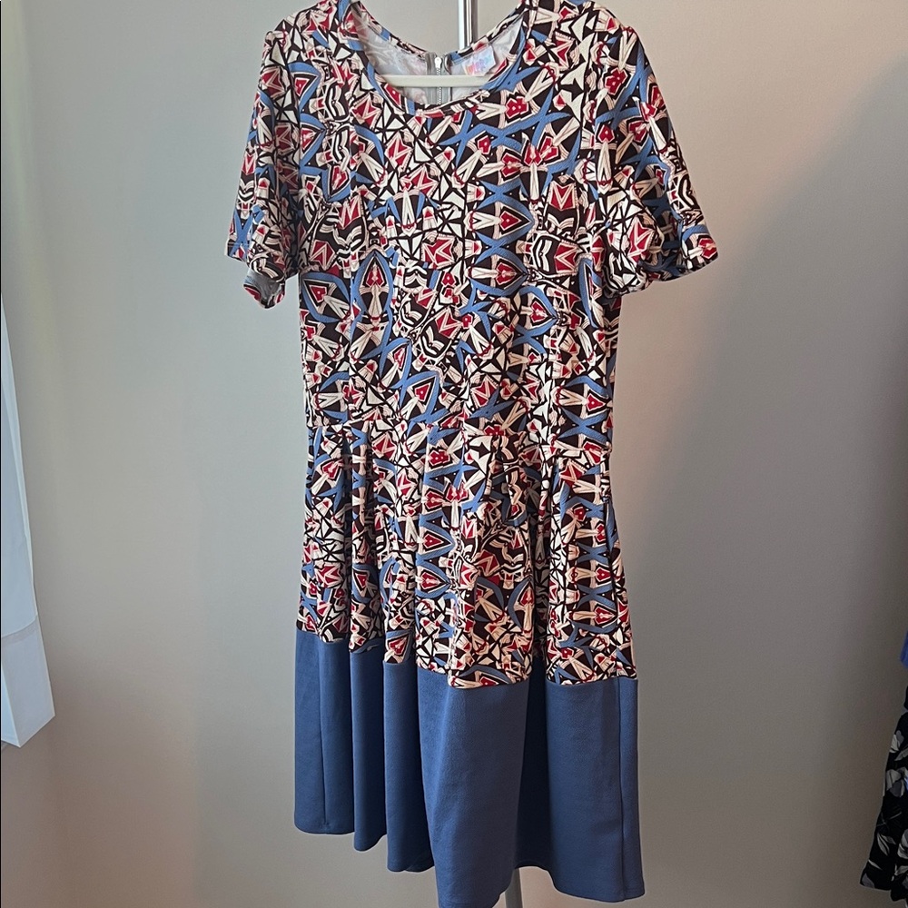 LuLaRoe Blue and Red Patterned Top